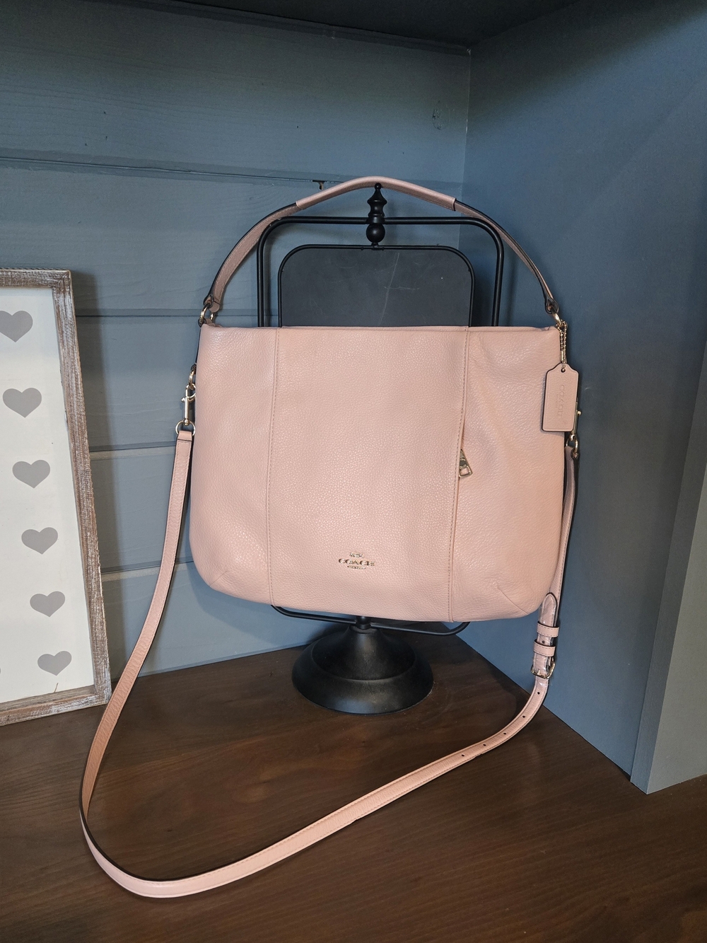 Coach Pebbled Leather Hobo Bag in Blush Pink